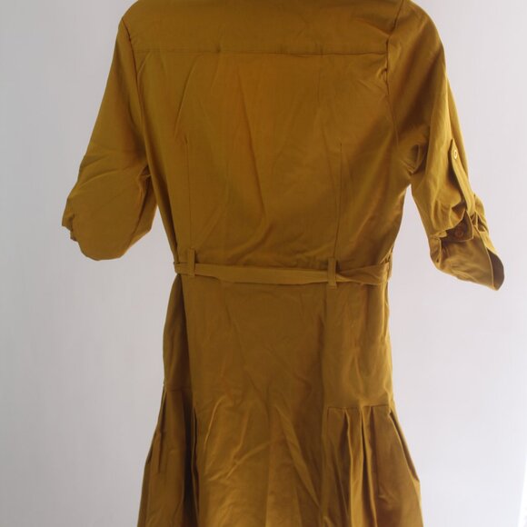 Women's Iris Bloom Gold Mini Button Down Dress Size Medium - Picture 7 of 8